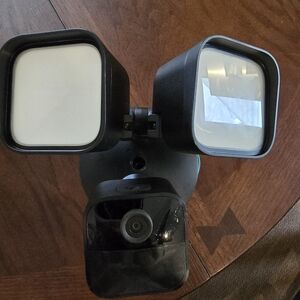 Black Security Camera with Dual Floodlights